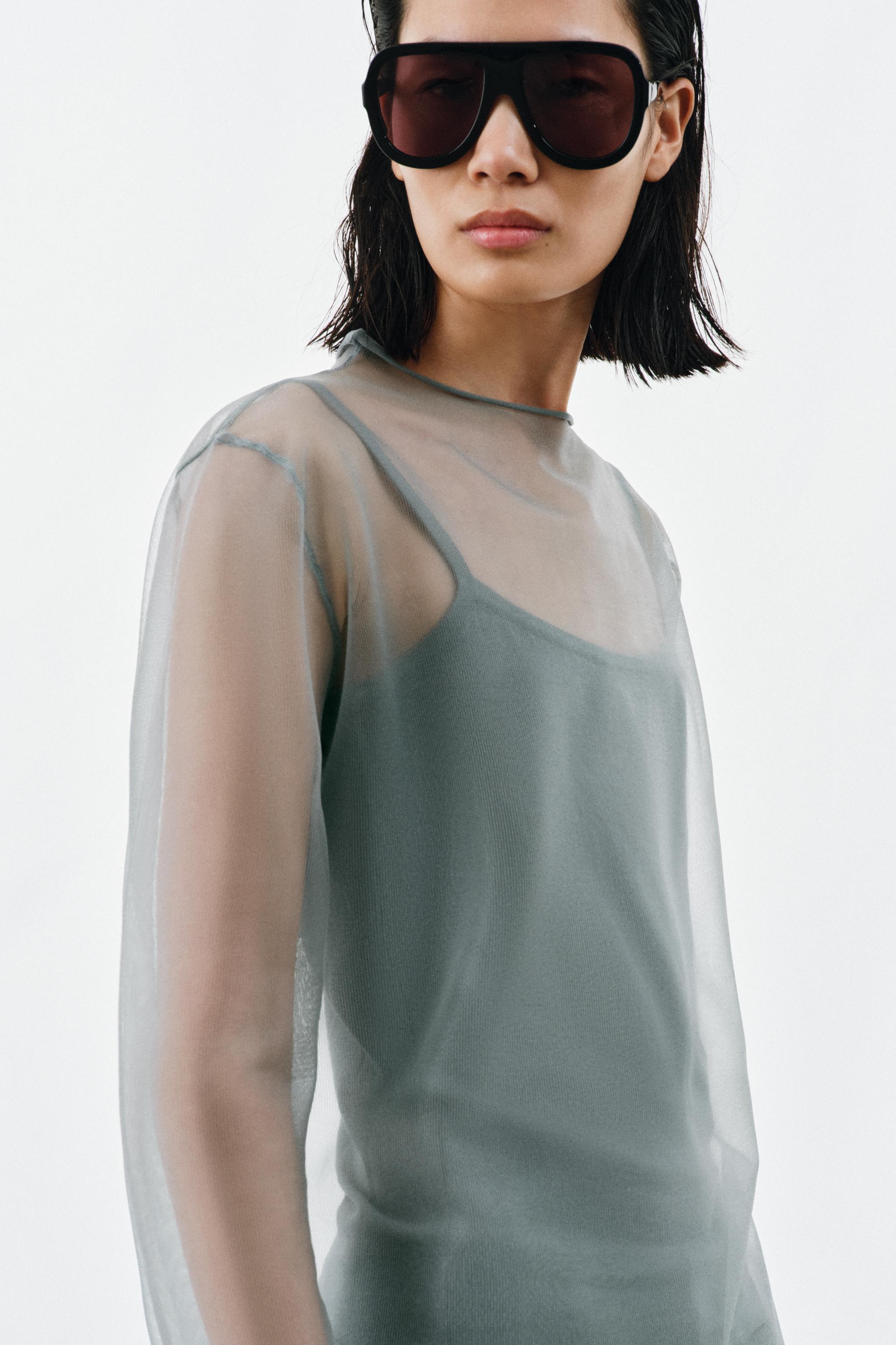 SEMI-SHEER KNIT TOP